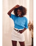 Short T-shirt with a wide cuff, blue MP14546 - Online store - Boutique